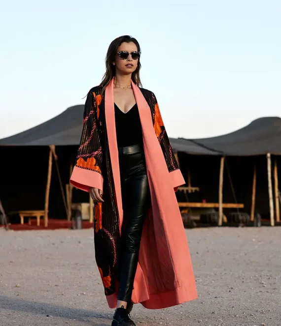 Cotton Silk & Viscose Crepe Kimono