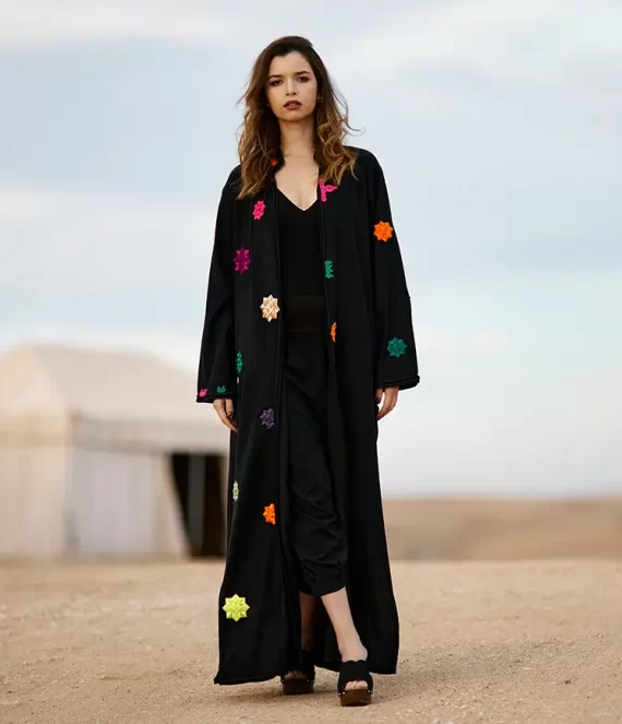 Elegant Black Linen Kimono