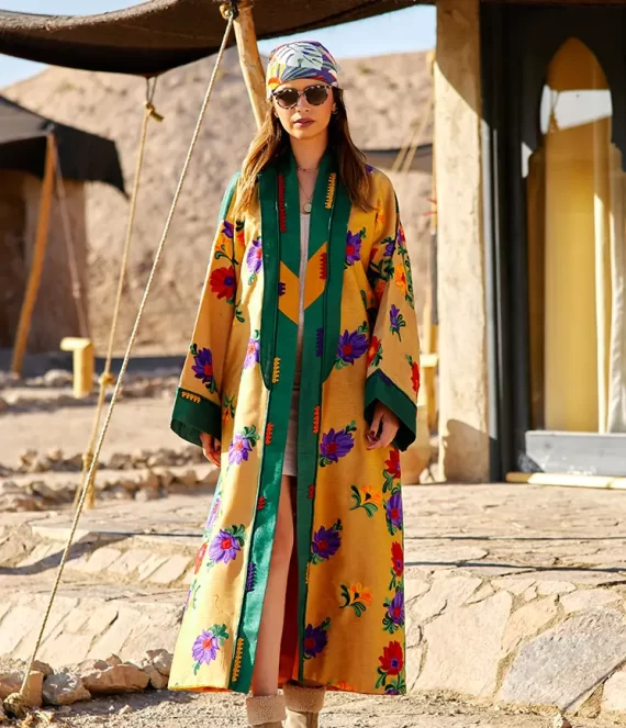 Elegant Embroidered Shantung Kimono