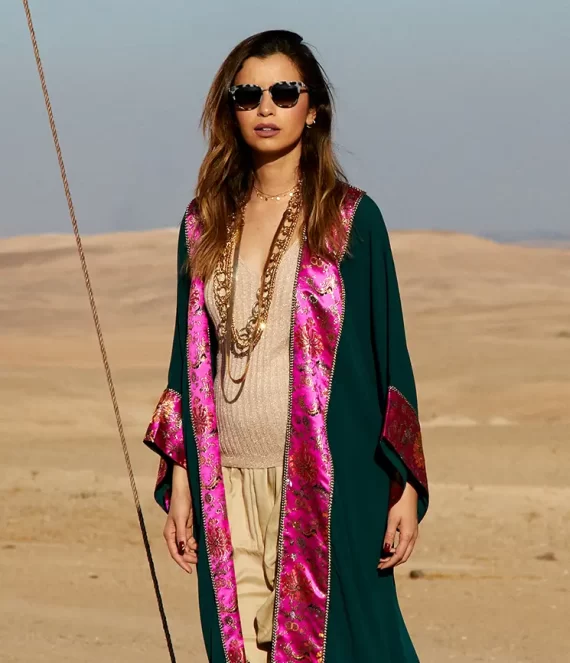 Crepe and Silk Brocade Kimono