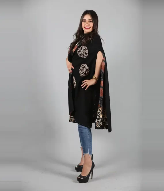 Moire Cape with Printed Silk Lining