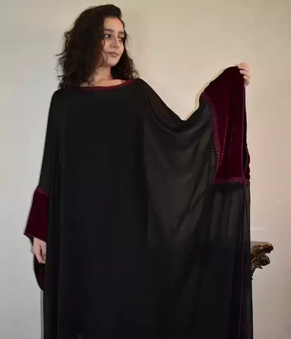 Chiffon Gandoura with Velvet Cuffs
