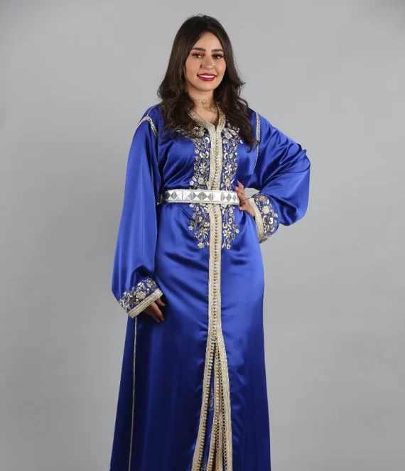 Two-Piece Silk Crepe Caftan with Silk Chiffon Underlay