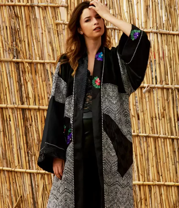 Elegant Flowing Crepe Kimono