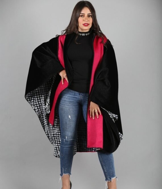 Cashmere Cape with Printed Viscose Crepe Lining