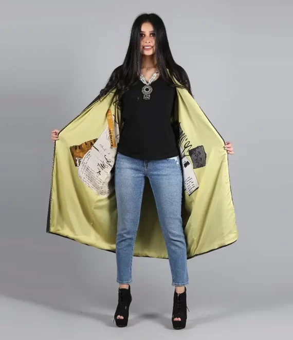Moire Coat with Printed Silk Lining