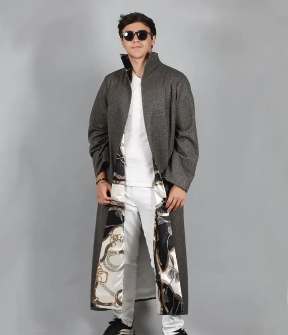 Flannel Coat Lined with Printed Silk