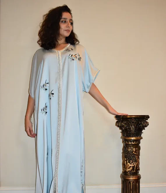 Beaded Silk Crepe Gandoura