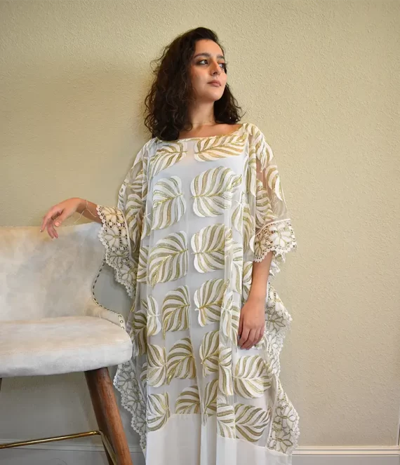 Embroidered and Beaded Tulle Gandoura