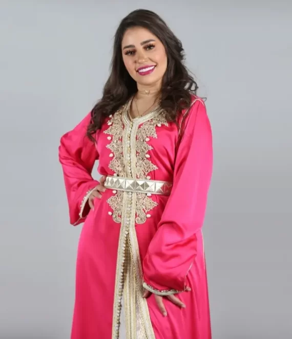 Two-Piece Caftan in Silk Crepe with Viscose Crepe Underlay
