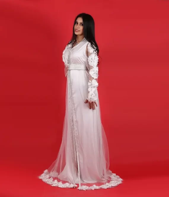 Two-Piece Tulle Caftan with Silk Underlay