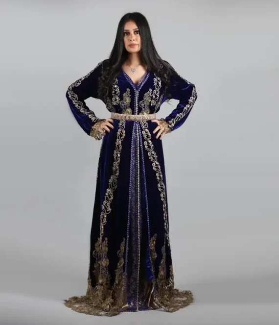 Two-Piece Velvet Caftan with Silk Underlay