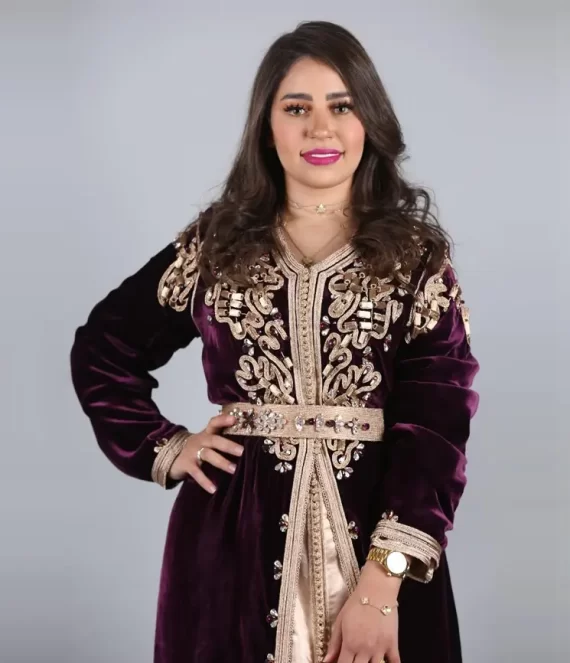 Two-Piece Caftan in Velvet with Silk Lamé Underlay