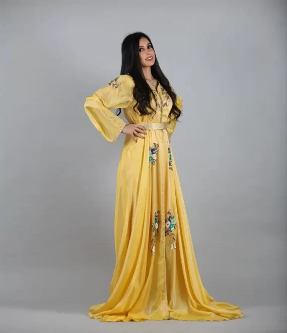 Two-Piece Beaded Silk Organza Caftan with Silk Underlay