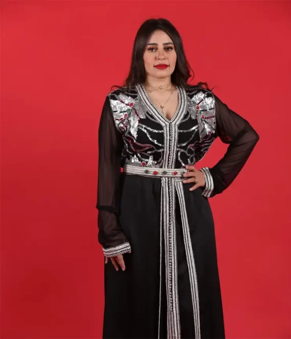 Silk and Sequined Tulle Caftan