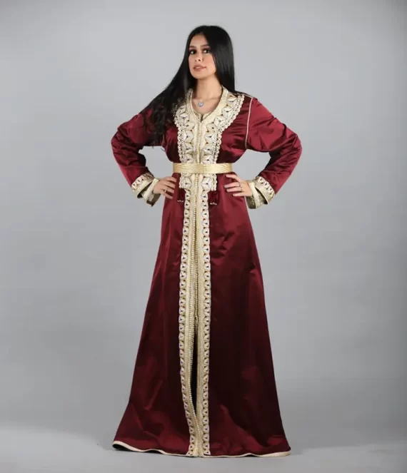 Two-Piece Caftan with Embroidered Satin Duchess