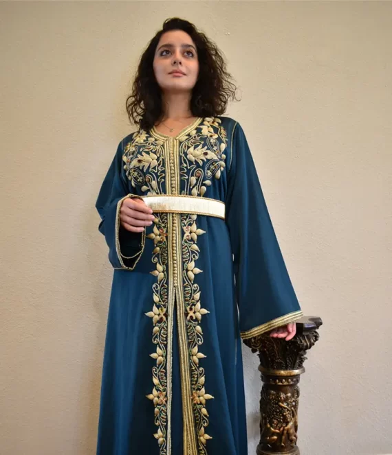 Two-Piece Caftan in Silk Crepe