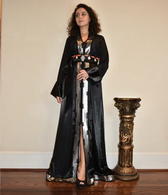 One-Piece Caftan in Silk and Brocade