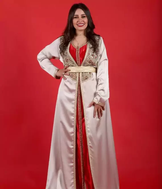 Two-Piece Silk Crepe Caftan with Silk Underlay