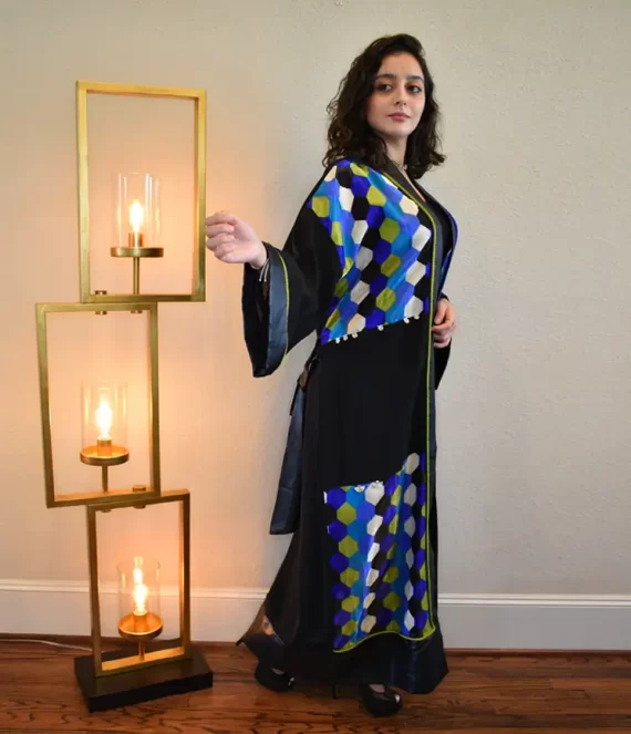 Patchwork Silk Shantung and Georgette Crepe Kimono