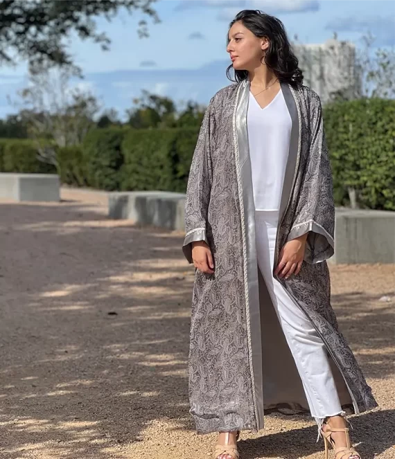 Pure Silk Kimono with Satin Charmeuse Borders and Lining