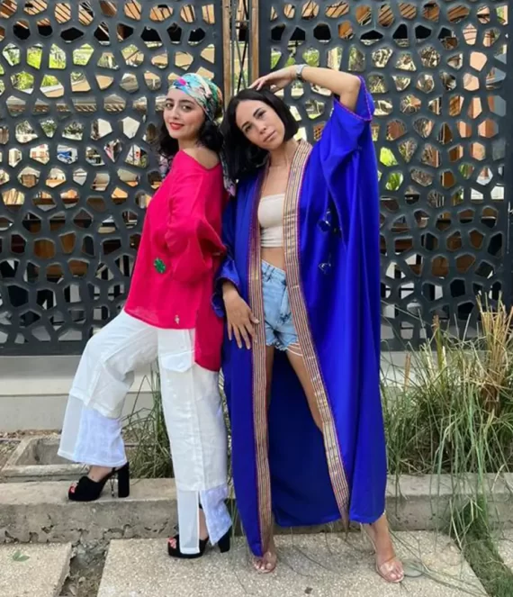 Blue Duchess Satin Kimono with Brocade Borders