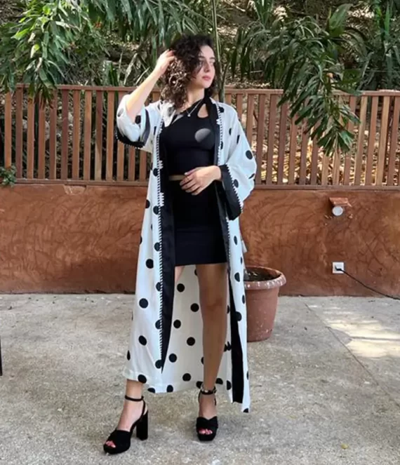 Viscose Crepe Kimono with Satin Charmeuse Border