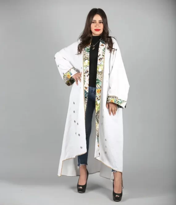 Brocade Kimono with Printed Brocade Borders
