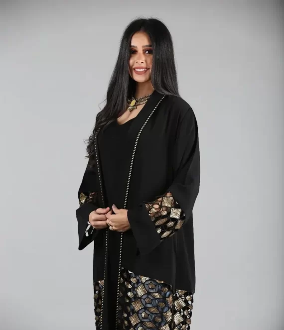 Silk Crepe & Guipure Patchwork Kimono