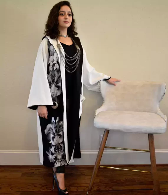Hooded Scuba Fabric Coat with Satin Lining